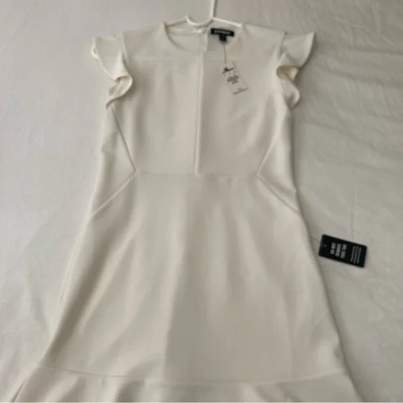 Express White Ruffle Mini Dress - Picture 2 of 6
